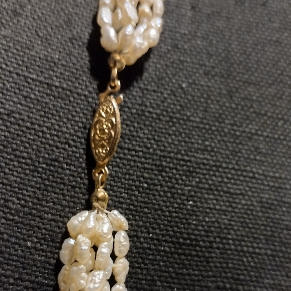 7 strand freshwater pearl ,gold necklace - Picture 7 of 16